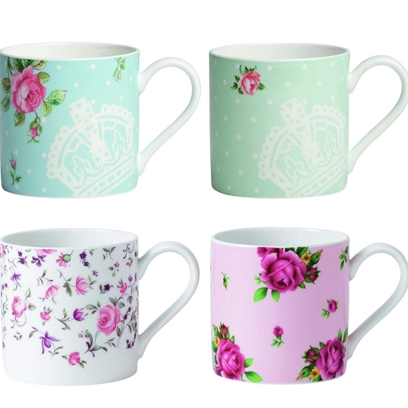 Royal Albert New Country Roses Tea Party Modern Mugs Set X 4 - Picture 3 of 7